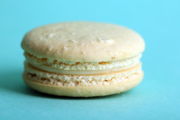 Gentle colorful macaroon on color background