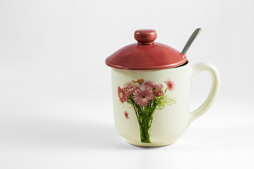 Tazza decorata con gerbere