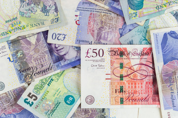 British pounds banknotes background