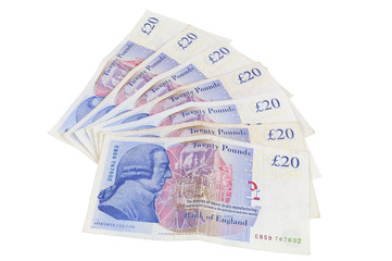 Banknotes of 20 english pounds