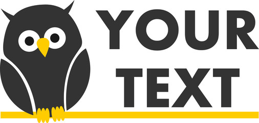 Illustration of logo with owl and text