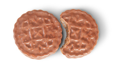 Whole And Bitten Off Chocolate Cookies Lying Next