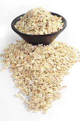 Oatmeal in bowl and near