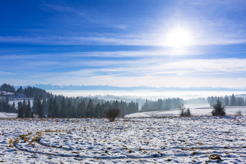 Panorama of Tatra mountains in winter time, Poland