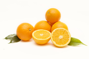 Group of oranges isolated on white background