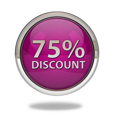 Discount 75 pointer icon on white background