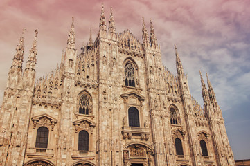 Facade of famous Cathedral Duomo, Milan, Italy