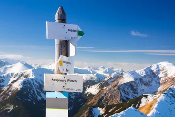 Printed roller blinds Tatra Mountains Tatra mountains signpost on Kasprowy Wierch, Poland
