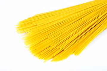 Bunch of spaghetti on white background