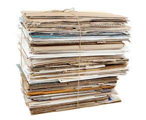 Big stack of papers, isolated on white