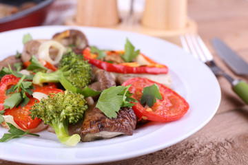 Braised wild mushrooms with vegetables and spices