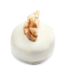 Delicious chocolate candy isolated on white