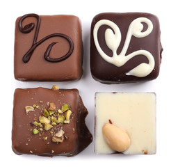 Delicious chocolate candy isolated on white