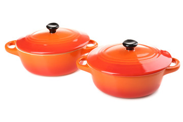 Ceramic pot. soup tureen isolated on white