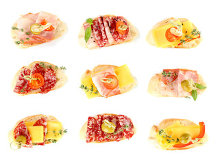 Tasty sandwiches, isolated on white