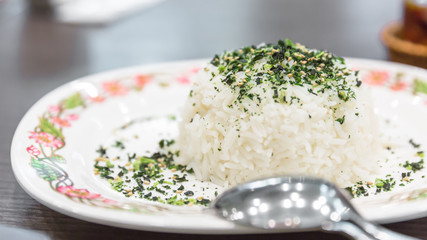 rice sprinkled with healthy seaweed, Japanese food style