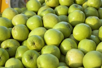 Green apples in the market