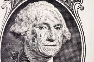 portrait of president Washington on an one dollar bill