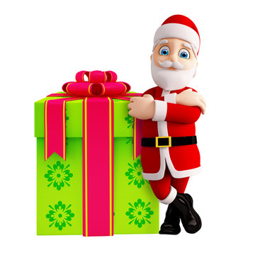 Santa with gift box for Christmas