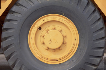 Big new yellow wheel - Stock Image