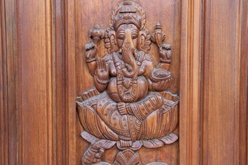 Ganesha on Teakwood Door