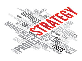 STRATEGY business concept in word tag cloud, vector background