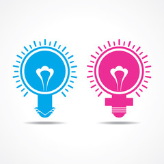 Male Female symbol make light bulb - vector illustration