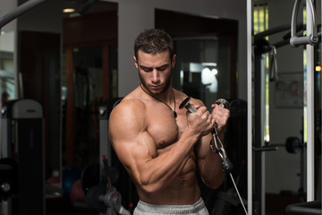 Fototapeta na wymiar Man Doing Exercise For Biceps