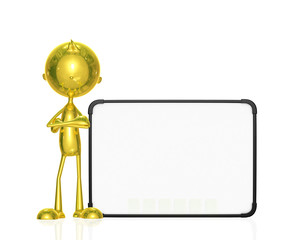 Fototapeta premium Golden character with white board