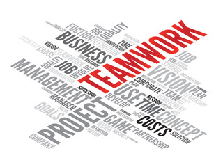 TEAMWORK business concept in word tag cloud, vector background