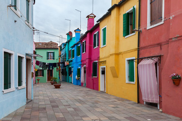 Fototapeta na wymiar Colorful houses in Burano, Venice, Italy