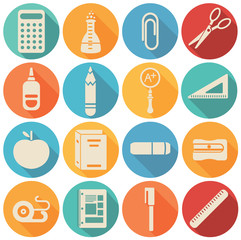 School  icons flat set - vector illustration