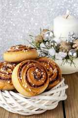 Kanelbulle - swedish cinnamon rolls in christmas setting