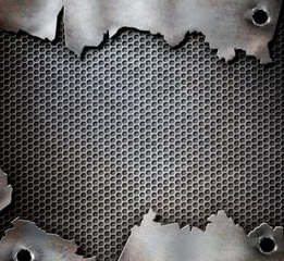 Fototapeten grunge metal background with bullet holes © Andrey Kuzmin
