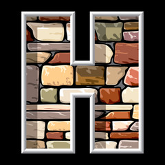 letter H on stone wall background