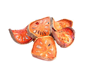 Quince drying with white background