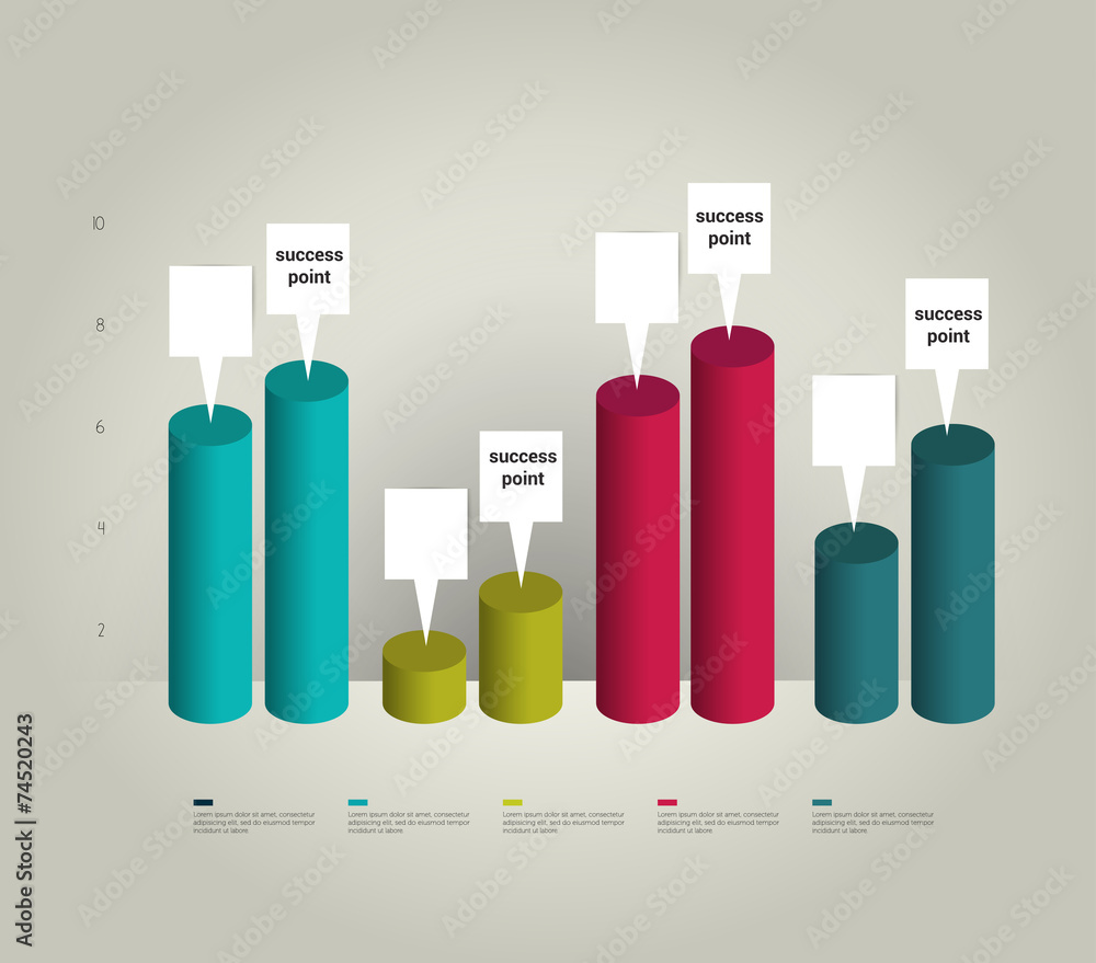 Aufkleber example of business 3d design graph. infographics chart.