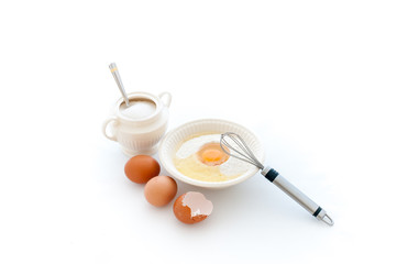 Flour with eggs and sugar