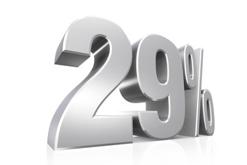 3D render text in 29 percent in silver.