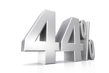 3D render text in 44 percent in silver.