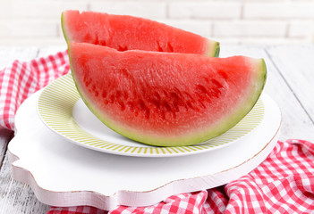 Juicy watermelon on table close-up