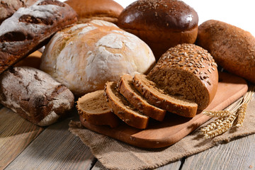 Fresh bread on table close-up