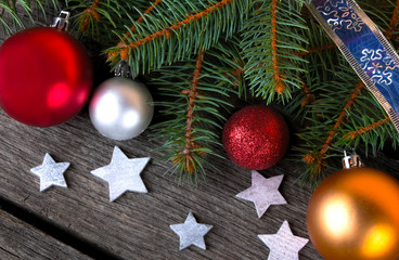 christmas decoration on wood