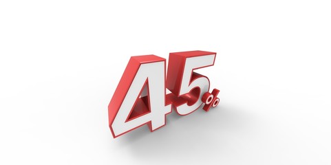 3D rendering of a red and white 45 percent letters