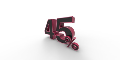 3D rendering of a pink and black 45 percent letters