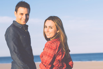 Couple in love with beach background