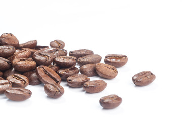 Coffee beans on white background