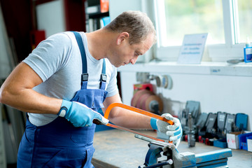 worker on work bench in the factory