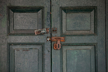 locked old wooden door.