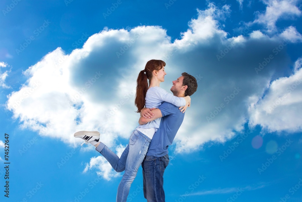 Aufkleber composite image of couple hugging each other